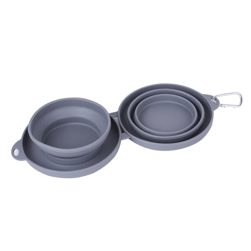 Rubber Foldable Double Bowl Pet Feeding Bowl Pets Supplies Dog Cat