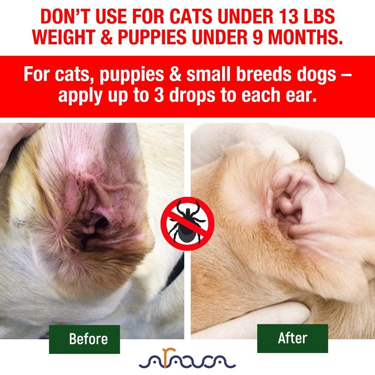 Arava Natural Ear Mite Treatment for Dogs & Cats Pet Ear Mites