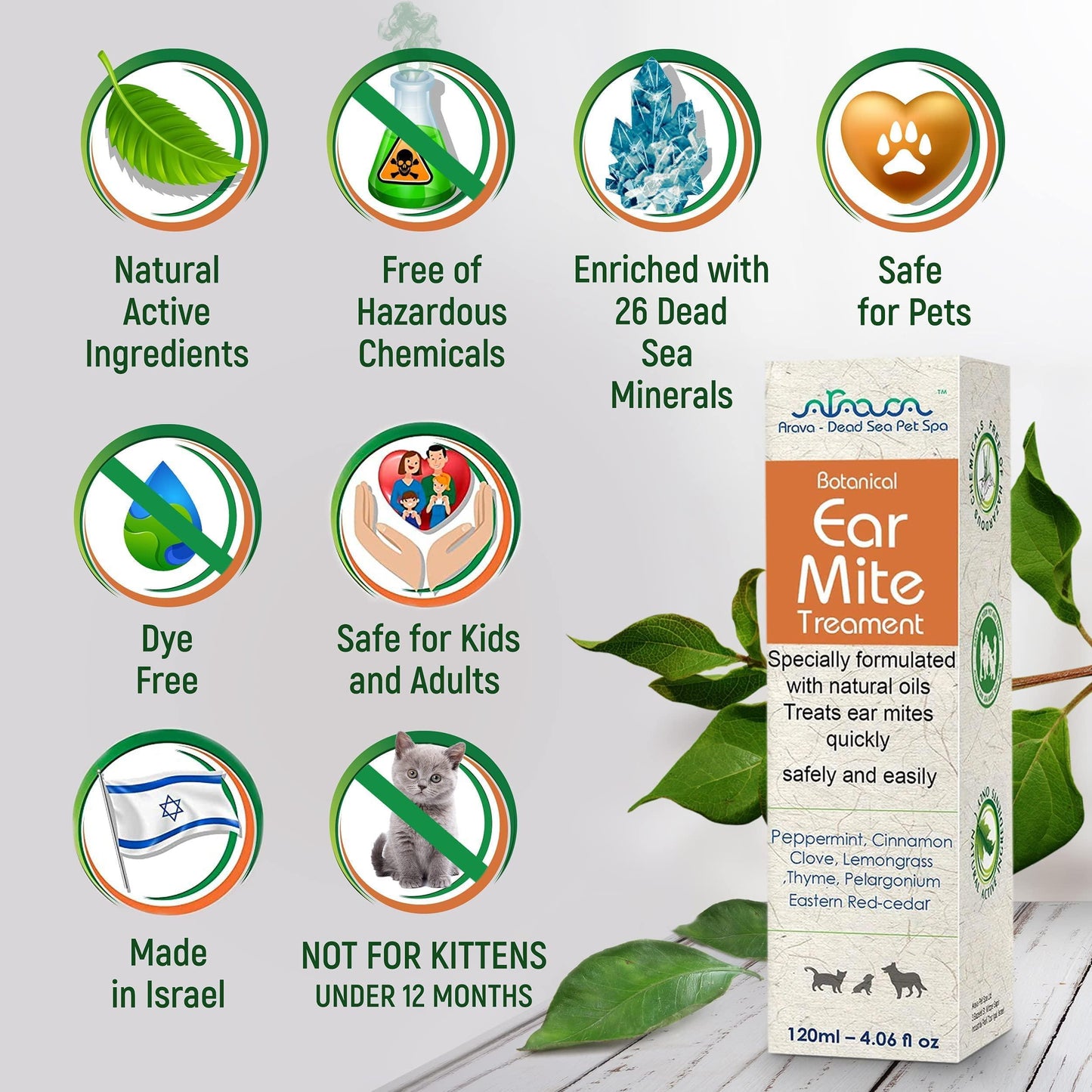 Arava Natural Ear Mite Treatment for Dogs & Cats Pet Ear Mites