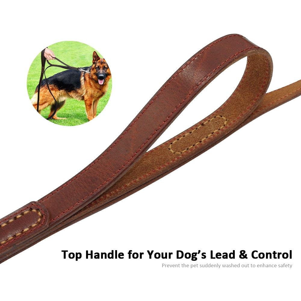 Geniune Leather Pet Dog Leash Rope Pet K9 Training