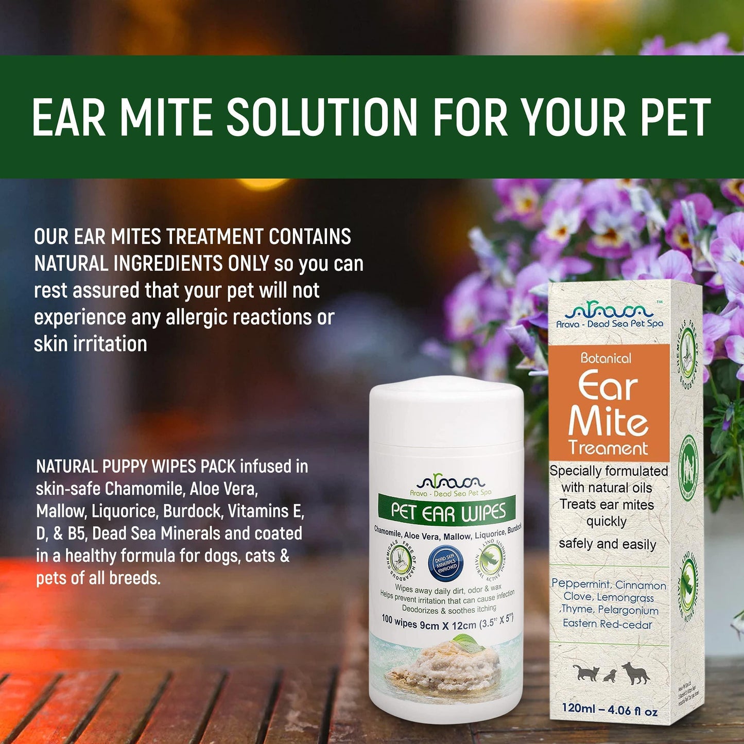 Arava Natural Ear Mite Treatment for Dogs & Cats Pet Ear Mites