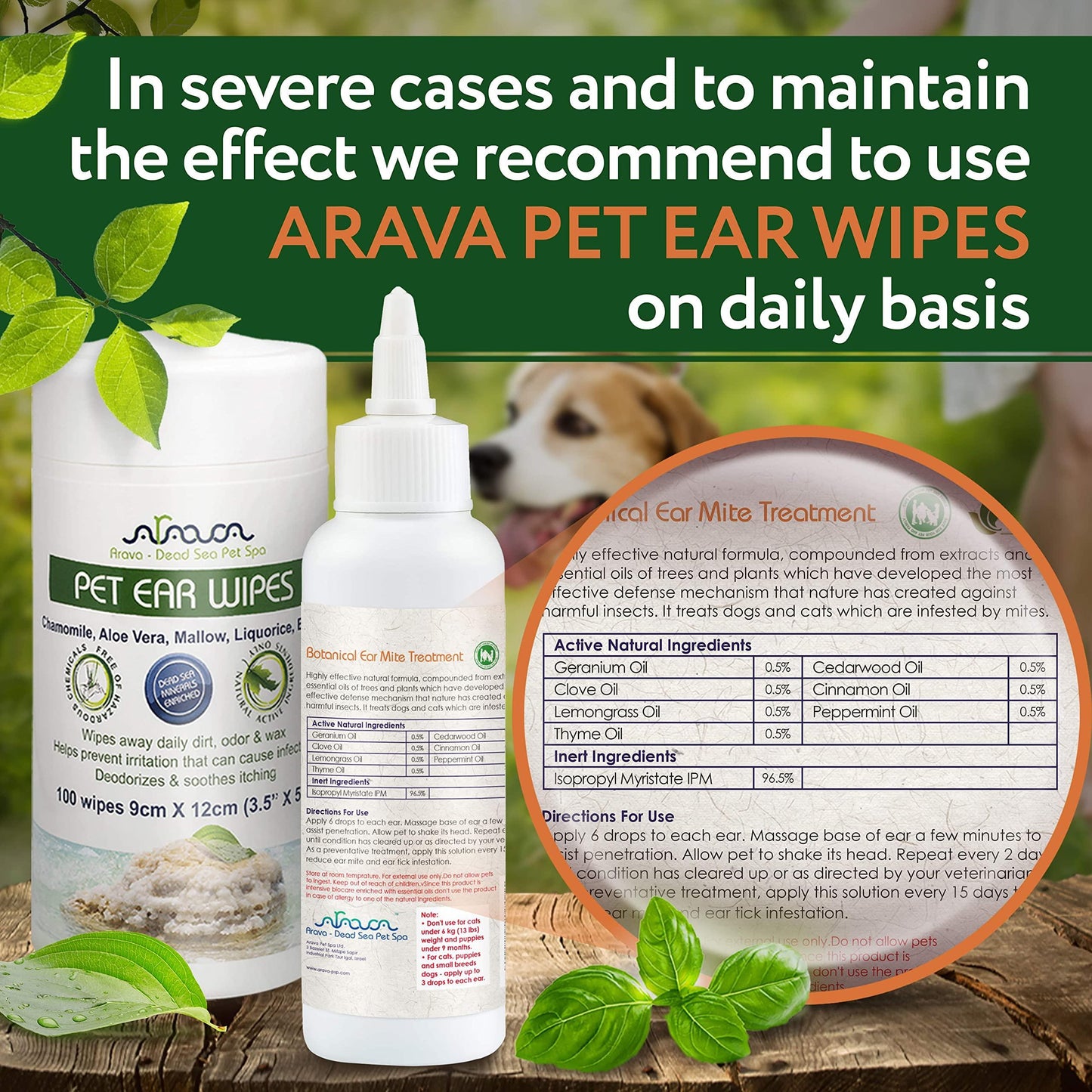 Arava Natural Ear Mite Treatment   for Dogs & Cats   Pet Ear Mites